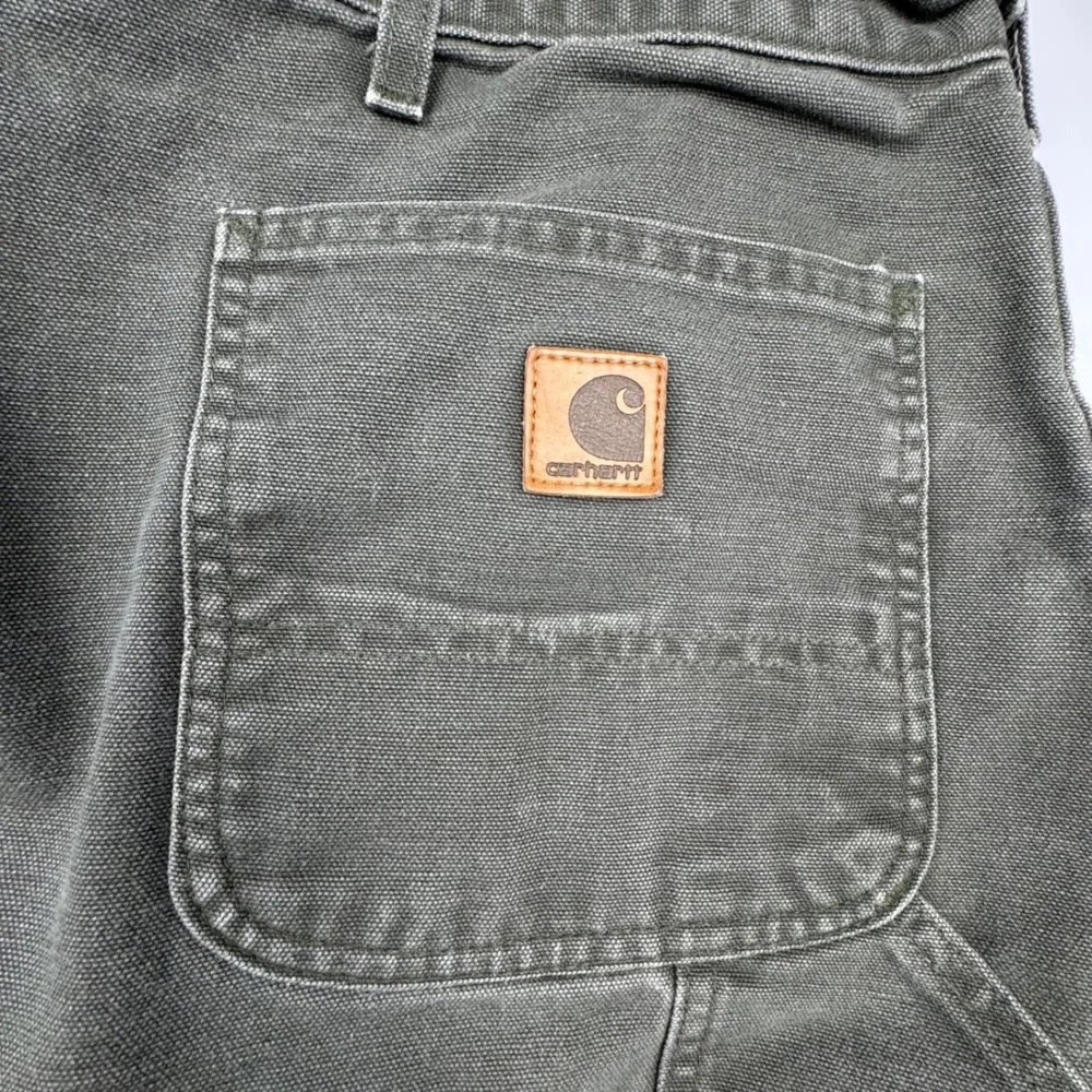 Carhartt Carpenter Pants 42x30 Cotton Canvas Workwear Durable Faded Olive Green